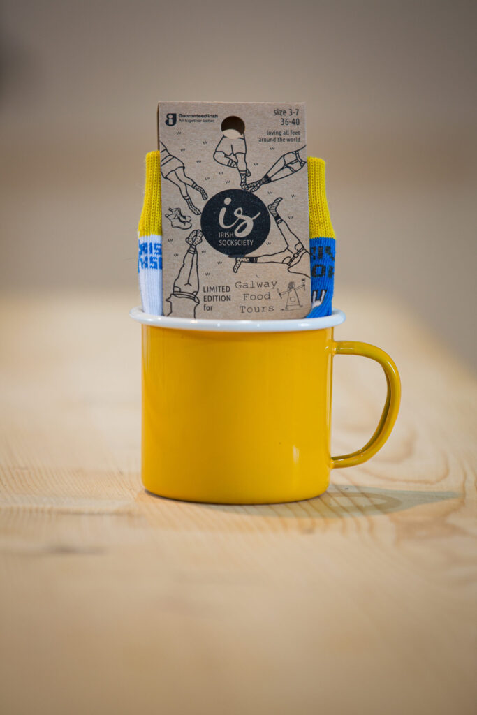socks + mug 13€ : step into galway – one bite at a time!
